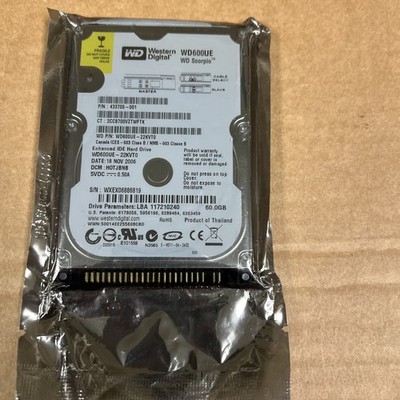 Hard drive 2.5'' , 60gb, 433705-001, wd600ue-22kvt0,dcm:hotjbnb