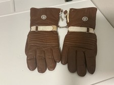 Vintage Yamaha Mens Medium Winter Gloves Motorcycle Snowmobile BROWN LEATHER 80s