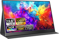 Portable Monitor for Laptops - 15.6 -Inch FHD 1080P IPS Screen, Built-In Speaker