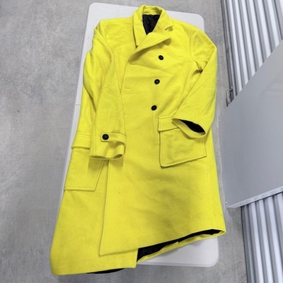 Wilde Vertigga Oscar Asymmetric Wool Blend Coat Yellow Unisex Size 54 EU Vintage
