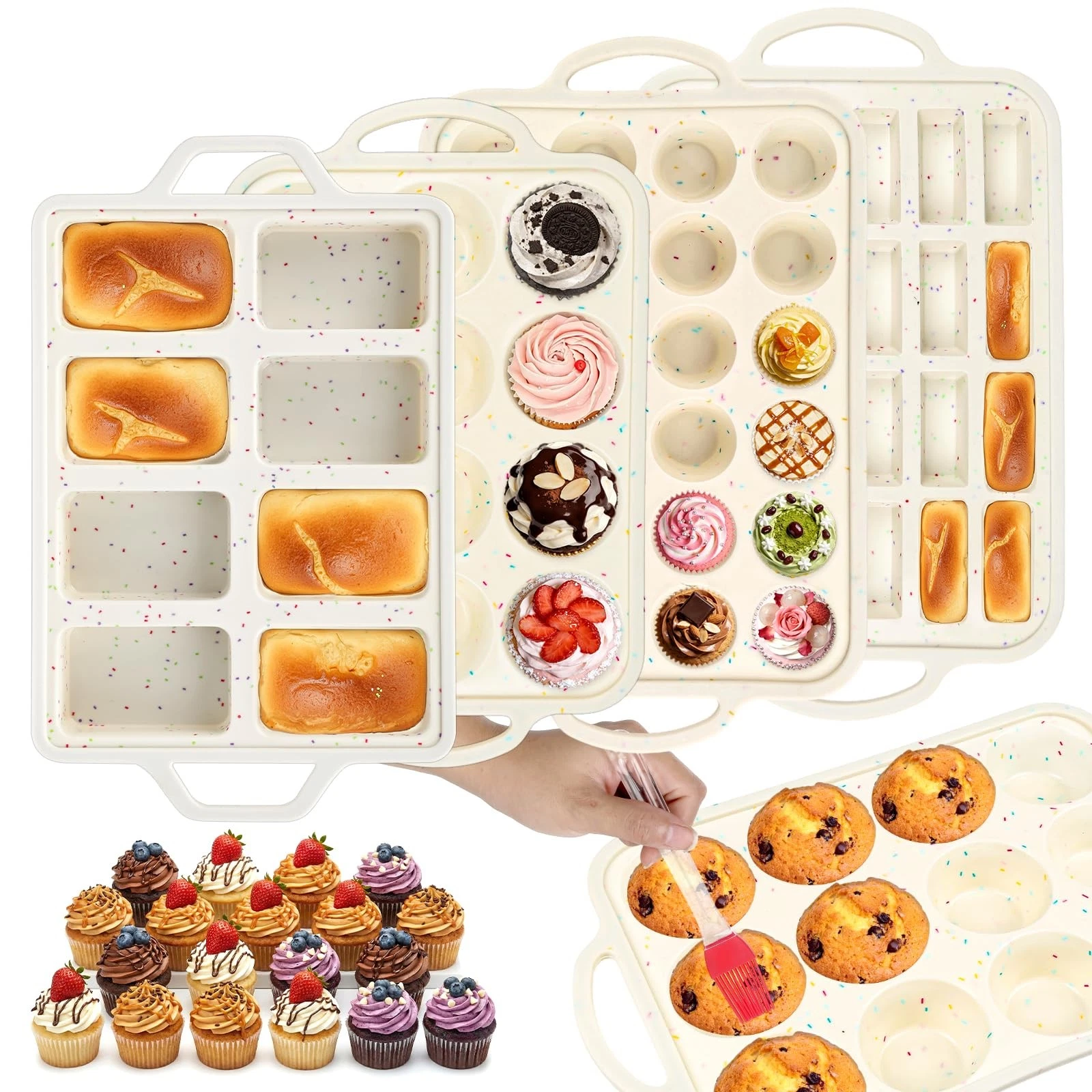4 Pcs Silicone Cupcake Pan Set with Metal Reinforced Frame, Regular 12/Mini 2...
Opens in a new wind