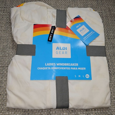 #ad #ad NWT Aldi Gear Womans Size XL Windbreaker Stripes Zip Long Sleeves Pockets NEW $22.00