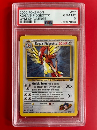 Koga's Pidgeotto (Unlimited) graded PSA 10 for sale on eBay