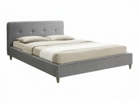 Graues Bett 200×200 Bettrahmen Stoffbett Bett Mit Gepolstertem Kopfteil
