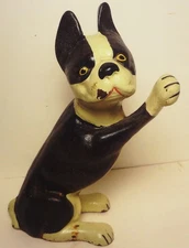VRare c1930 HUBLEY solid CAST IRON -ORIGINAL PAINT - DOOR STOP- BOSTON TERRIER