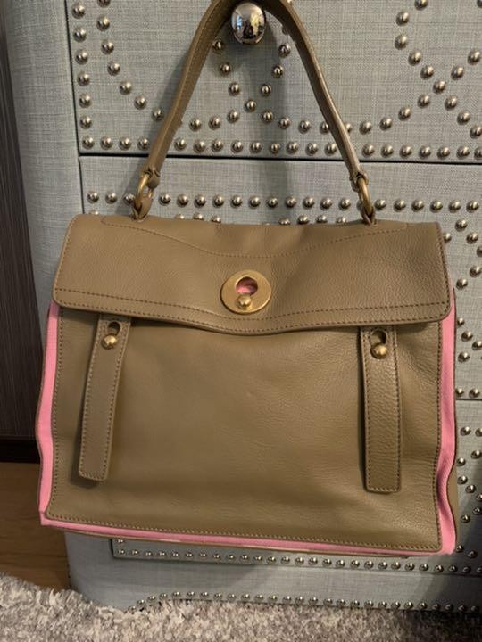 Borsa Yves Saint Laurent M marrone rosa spedizione usata quasi come nuova articolo originale GIAPPONE.