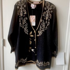Vintage Jaclyn Smith Cardigan  Vest SET MED Black Tie Elegant NOS RARE HTF