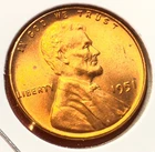 1951-P Lincoln Wheat Cent Penny GEM RED BU From an Original Bank Roll