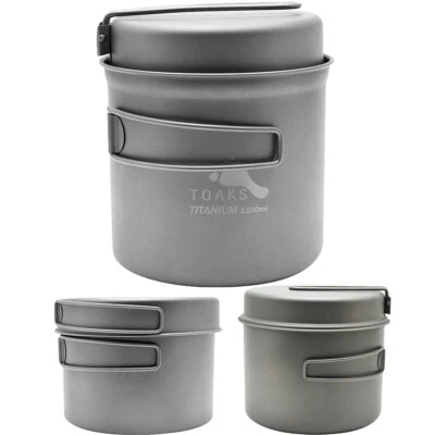 TOAKS Titanium Outdoor Camping Cook Pot with Pan and Foldable Handles