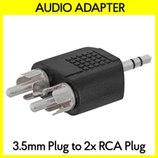 3.5mm Stereo Plug to 2 RCA Plug Adapter AUX to Two RCA Audio Splitter Converter