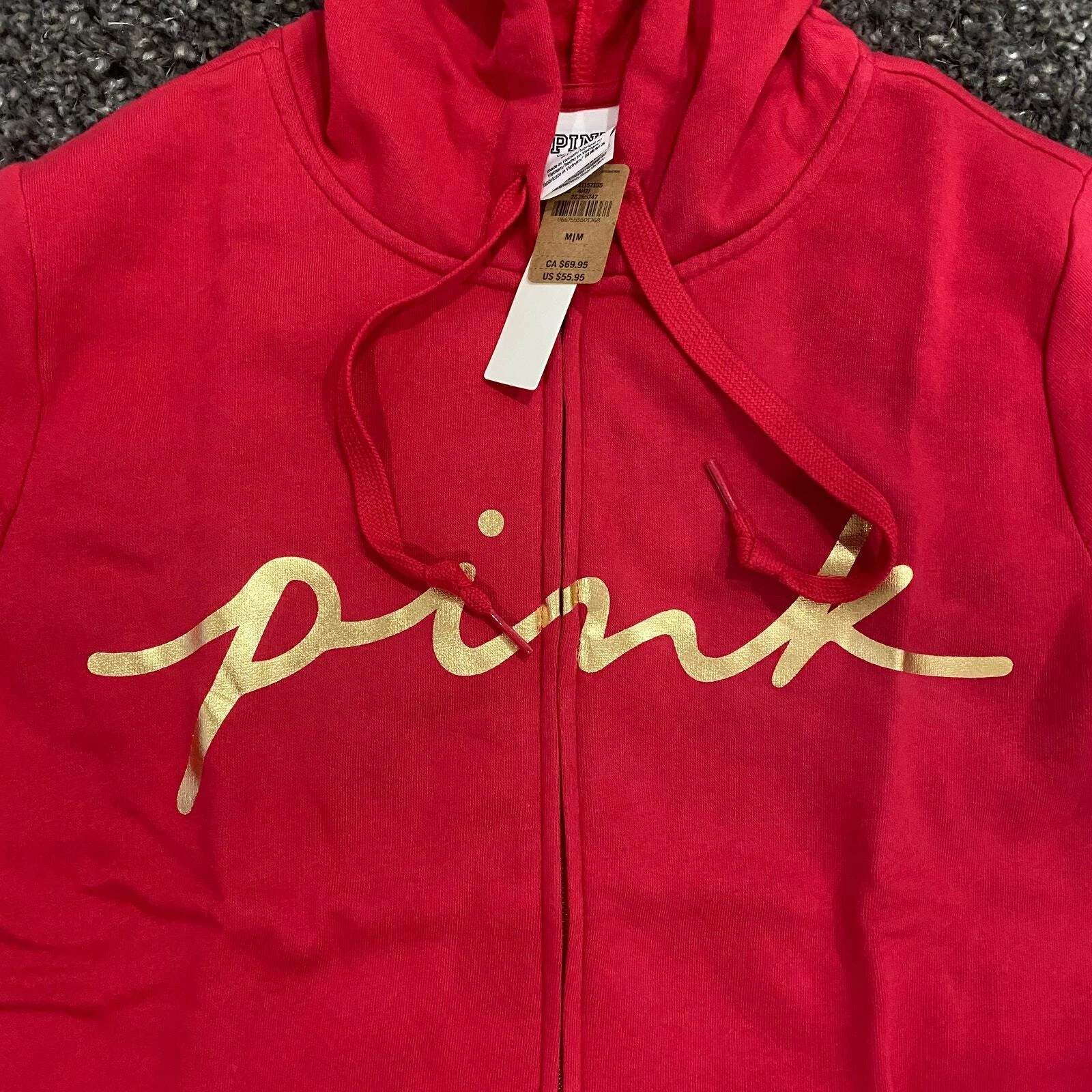 UNDERCOVER Felpa con cappuccio e zip intera rosa Victoria Secret colore rosso oro taglia M