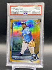 PSA 9 2022 Bowman Chrome 1st Alejandro Pie Gold Refractor SP /50 Tampa Bay Rays