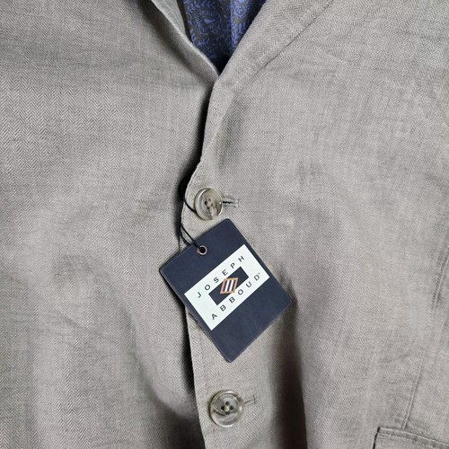 JOSEPH ABBOUD Linen Blazer Jacket Men 3X Biege Classic Fit Elbow Patch - Picture 10 of 11