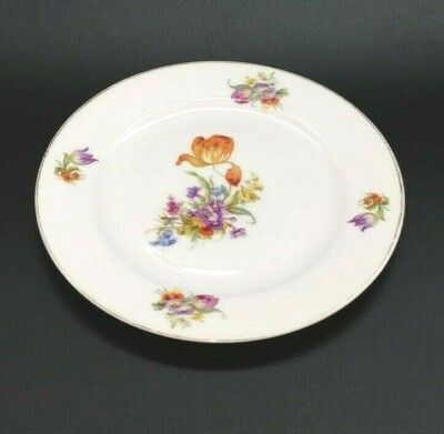 Vintage Union K Small Plate Hand Painted Floral Czechoslovakia 1920s 