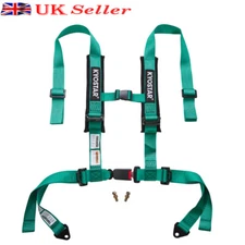 Adjustable 2'' 4 Point Racing Nylon Safety Harness Seat Belt Shoulder Pads Green