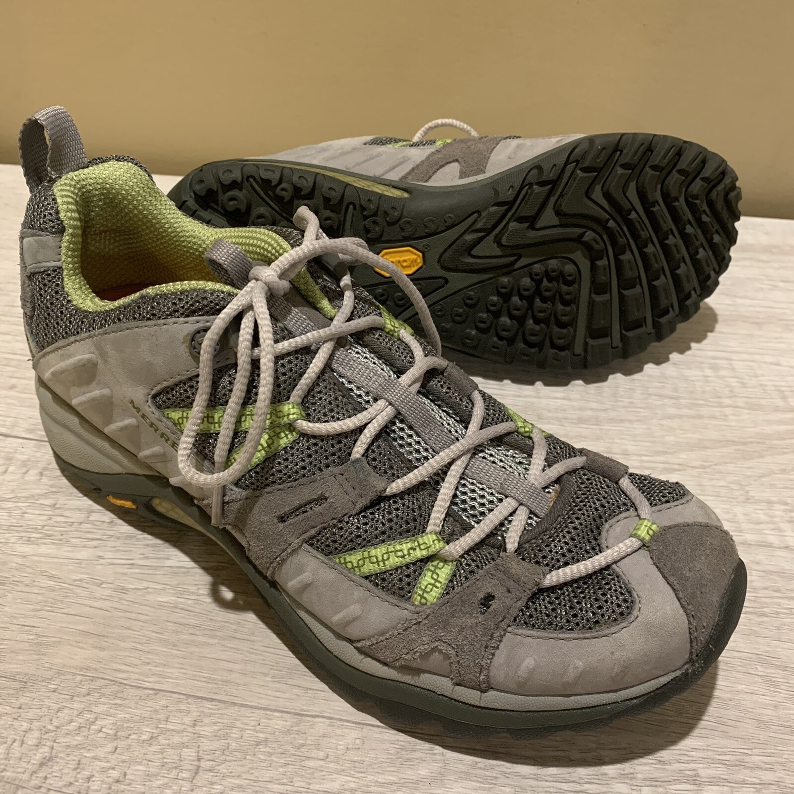 SAOLA Scarpe da trekking Merrell Siren Sport donna taglia 8 suola Vibram grigio lime stringate