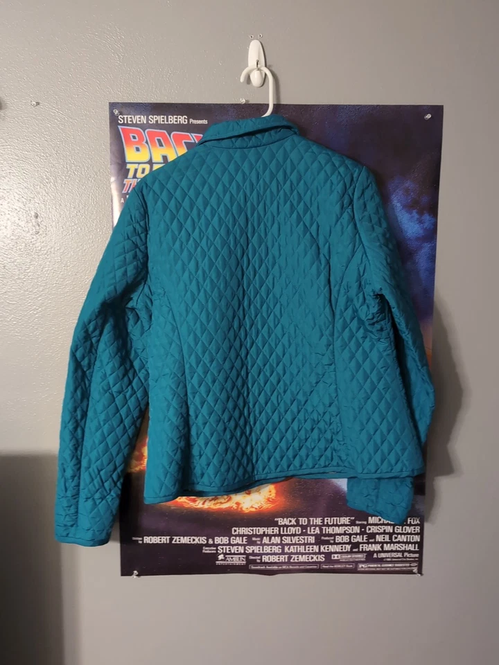 Chaqueta Briggs New York verde acolchada con botones a presión para mujer talla 14 forrada de cachemira Foto 3 de 4