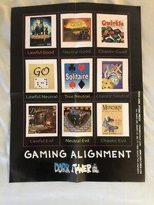 DORK TOWER Gaming Alignment Poster - Pandemic, Fluxx, Munchkin, Catan 16x22