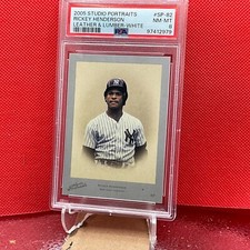 RICKEY HENDERSON 2005 /40 Donruss Studio Portraits LUMBER GRAY COLOR SP-82 PSA8