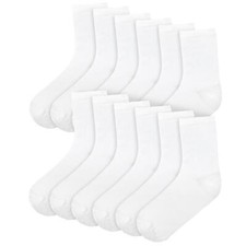 Boys Girls Childrens Back to School Cotton Rich White Plain Ankle school Socks