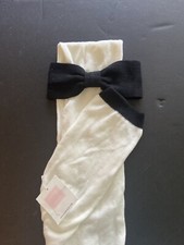 NWT Girls O/S Janie and Jack CLASSIC CHIC Cotton Ivory/Black BOW lined SCARF