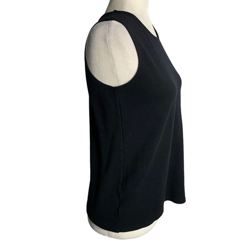 Open Side Athletic Tank Top S Black Sleeveless Round Neck Stretch Knit Wrap - Picture 6 of 6