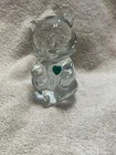 Fenton May Birthday Stone Clear Glass Bear With Green Heart