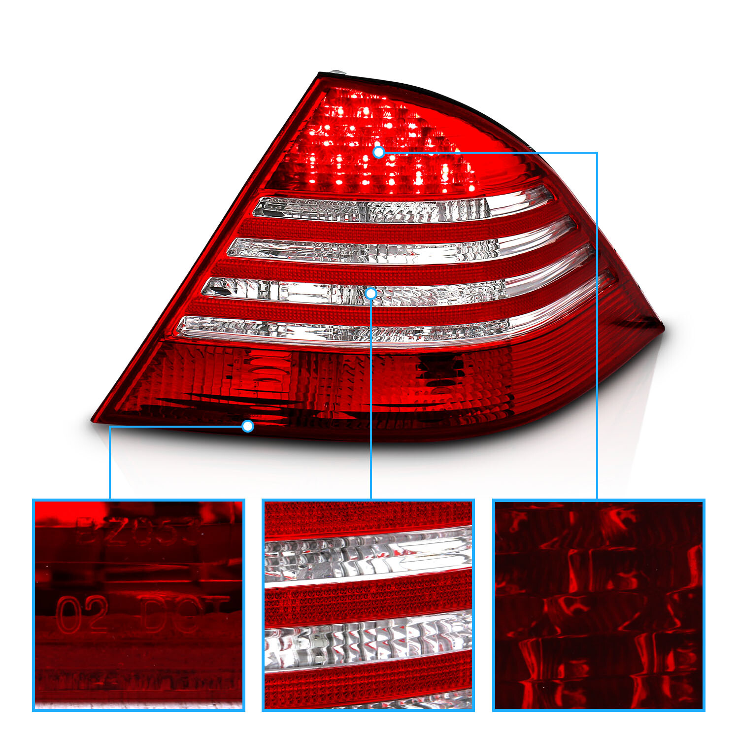 2000-2006 For Mercedes-benz W220 S-Class S430 S500 S600 S550 Red LED ...