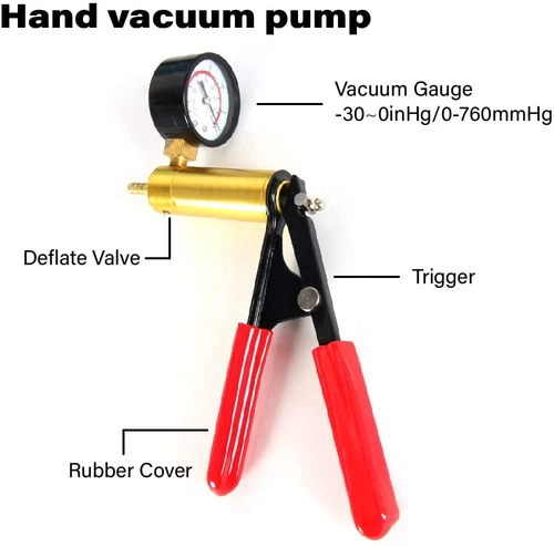 Hand Held Vacuum Pressure Pump Tester Set Brake Fluid Bleeder Bleeding Kit + Box - Picture 11 of 23