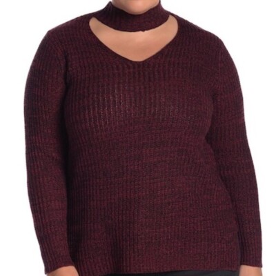 Planet Gold Women's Sweater Pullover Plus Size Marled Gigi Burgundy Size 2X