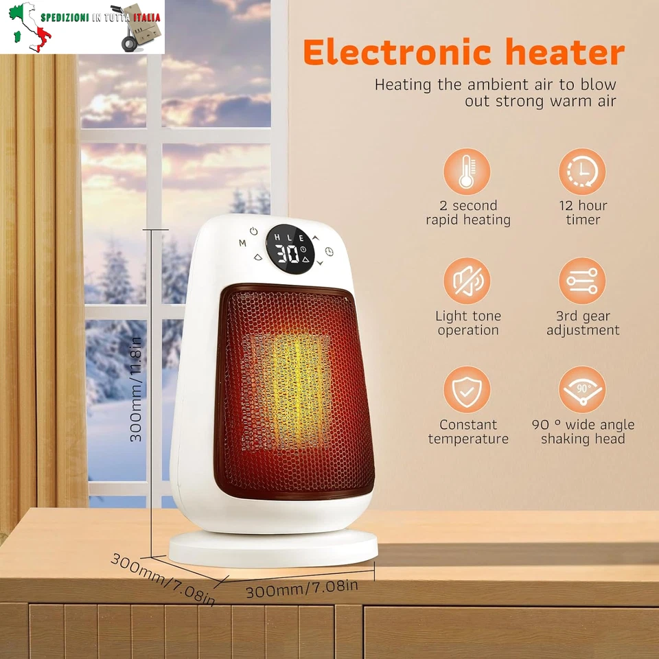 Riscaldatore soffiante Termoventilatore Capsule da tavolo, Stufetta Elettrica Ba - Immagine 4 di 4