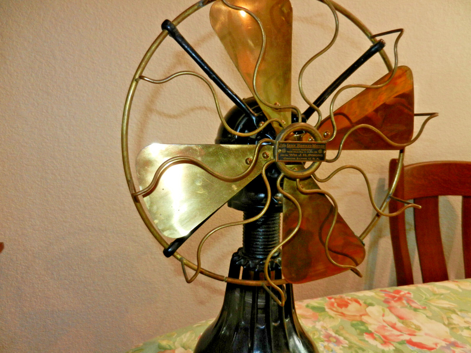 Lake Breeze Motor antique hot air fan sterling circa 1915.