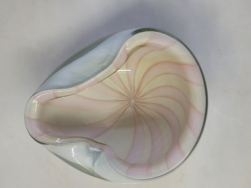 Murano Circus Tent Swirl Bowl Pink Barbini (80) - Picture 9 of 24