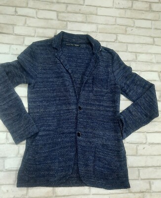 Zara Man blue men's knitted cardigan with buttons made in Italy size