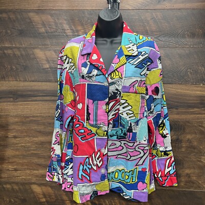 VICTORIA S SECRET Comic Print Flannel Pajama Top Women s XS Multicolor Colorful