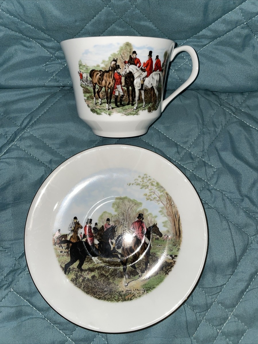 VTG ENGLAND QUEEN'S FINE BONE CHINA FOX HUNT HUNTING COFFEE VTG ENGLAND QUEEN'S FINE BONE CHINA FOX HUNT HUNTING COFFEE