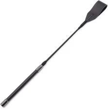 18" Real Riding Crop Whip Genuine Leather Top for Equestrian Sports,Black