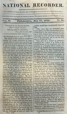 National Recorder May 27, 1820 Mining in Michigan Painter Benjamin West