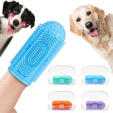 Dog Finger Toothbrush 4 Pack Pet Tooth Brushing Kit Soft Silicone Teeth Cleaning