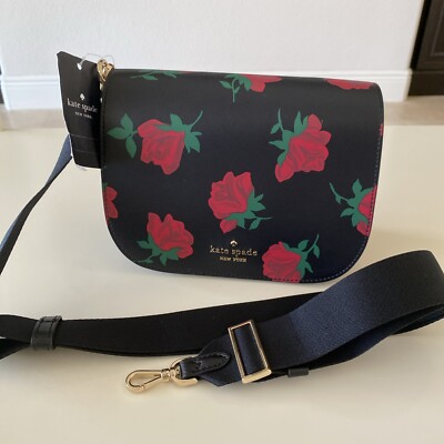 Kate Spade Madison Rose Toss Printed Saddle Bag Crossbody