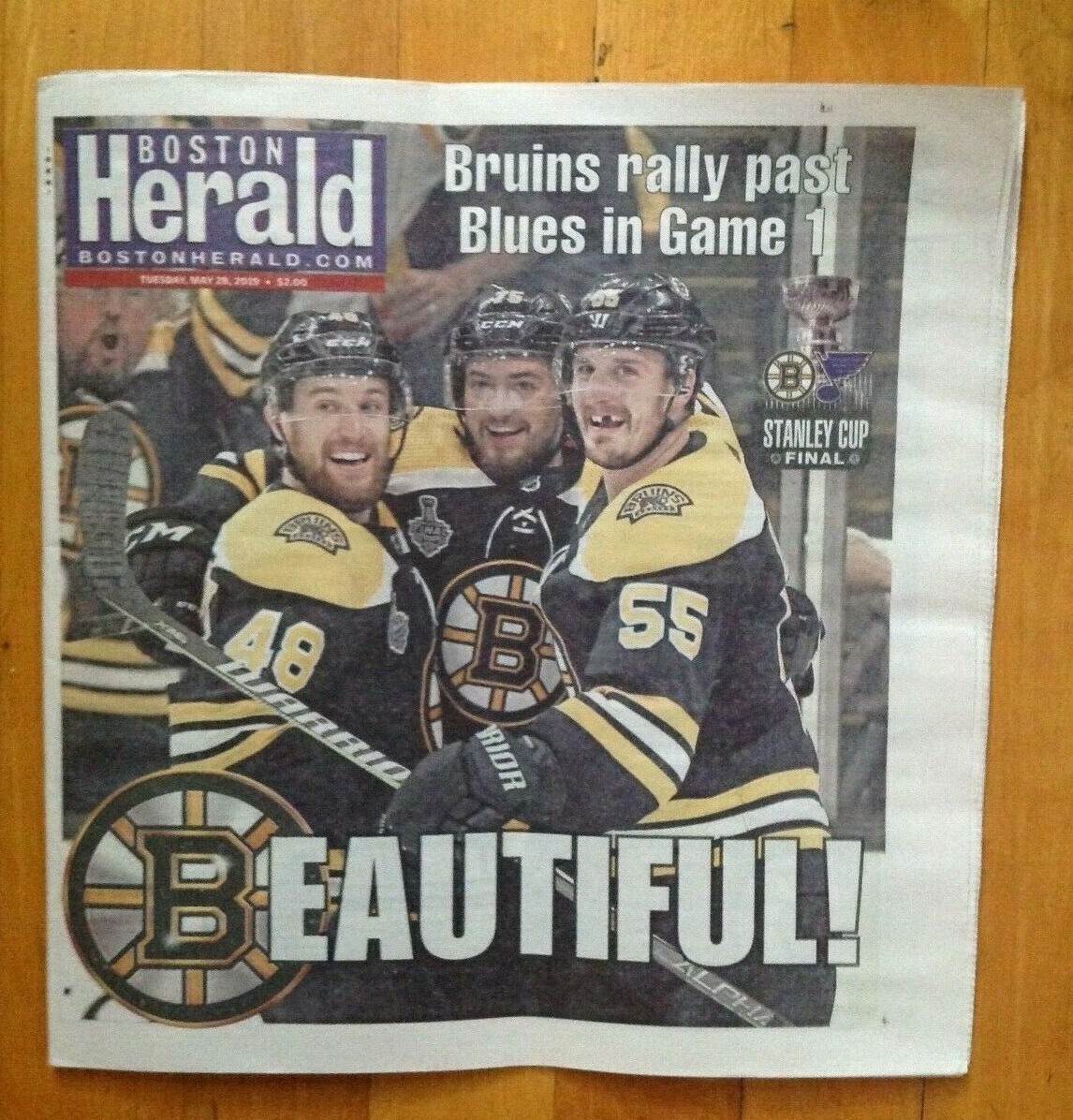 Boston Bruins Rally Past Blues in Game Stanley Cup Herald Newspaper  5-28-19