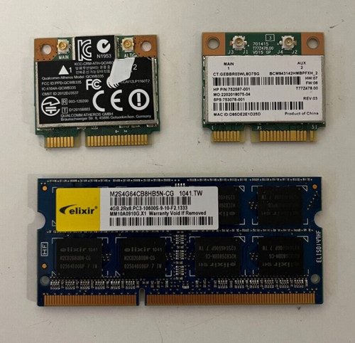 Laptop RAM & WLAN Karten Bundle - 4GB DDR3 Elixir + Qualcomm Atheros & Broadcom