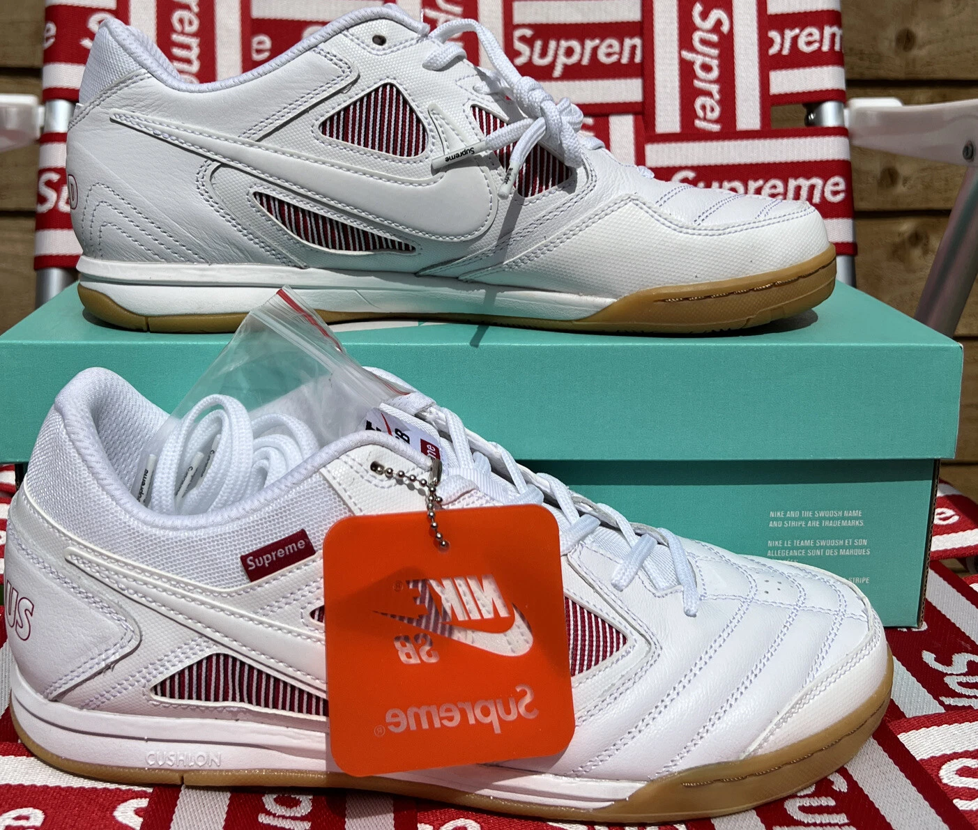 Nike Supreme Gato SB QS UK8.5 !!! Blanc !!!!FW18 !! NEUF DANS SA BOÎTE !! 100 % authentique ! Stock mort !!