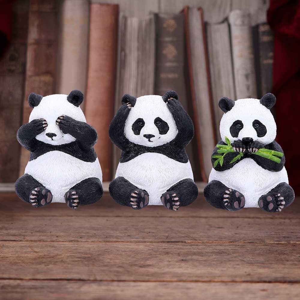 Three Wise Pandas See No Hear No Speak No Evil Figurine Ornament New & Boxed