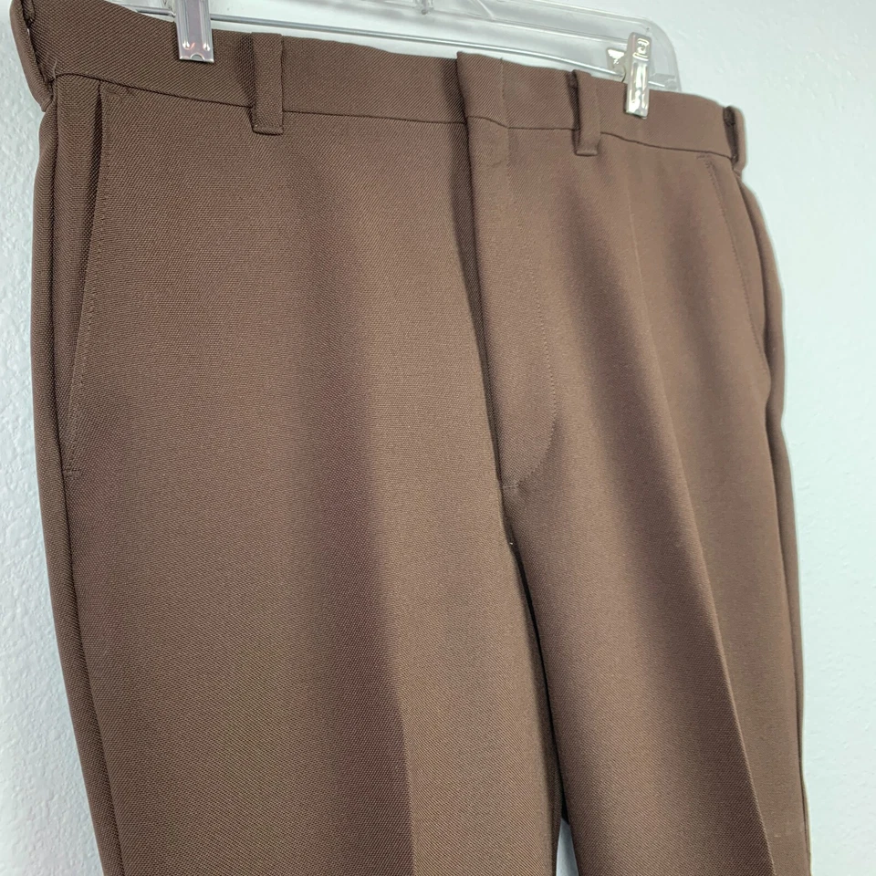 Pantalones de ocio discoteca vintage años 70 Levi's Panatela marrón poliéster para hombre 35x33 Foto 2 de 4