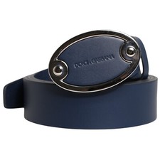 DOLCE & GABBANA Belt Blue Leather Classic Metal Logo Buckle 110cm / 44in 470usd