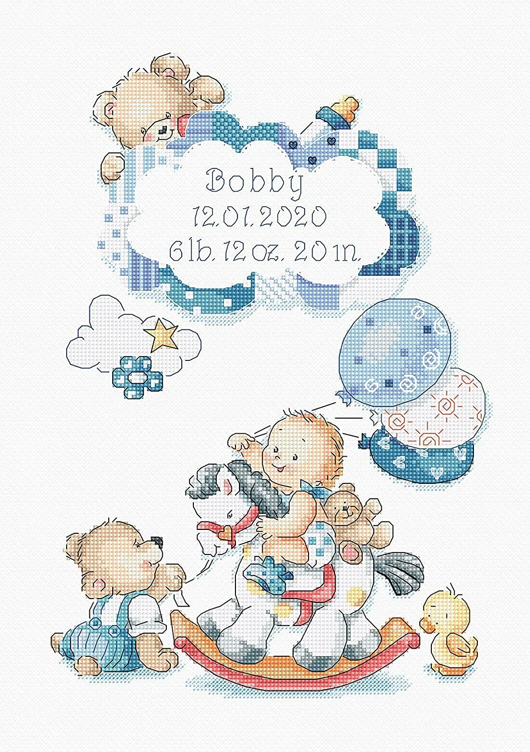 Letistitch Cross Stitch Kit - It's a Boy, Birth Sampler Leti 968