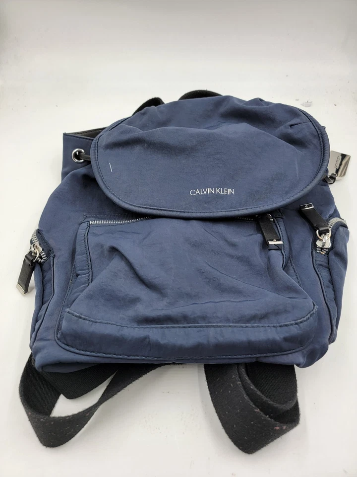 Calvin Klein Kimberly Nylon Backpack Women's One Size Navy Flap Closure - Image 2 of 4