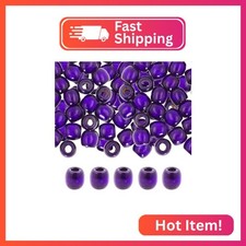 Mandala Crafts 200 Purple Large Hole Barrel Wooden Beads for Macrame