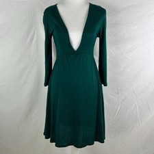 NWT Urban Outfitters Mercer Plunge Dress Small S Dark Green Mini Deep V-Neck